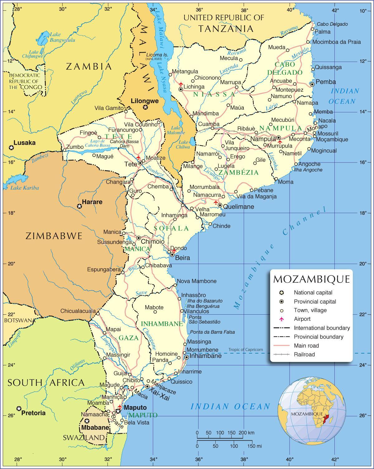 Mozambika upju kartes
