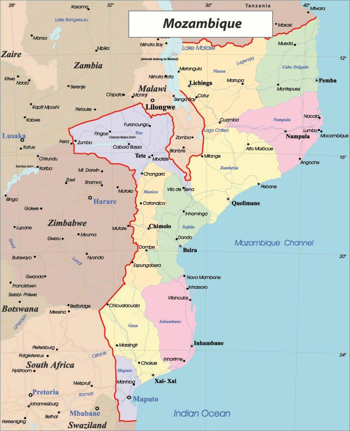 Mozambika kartes