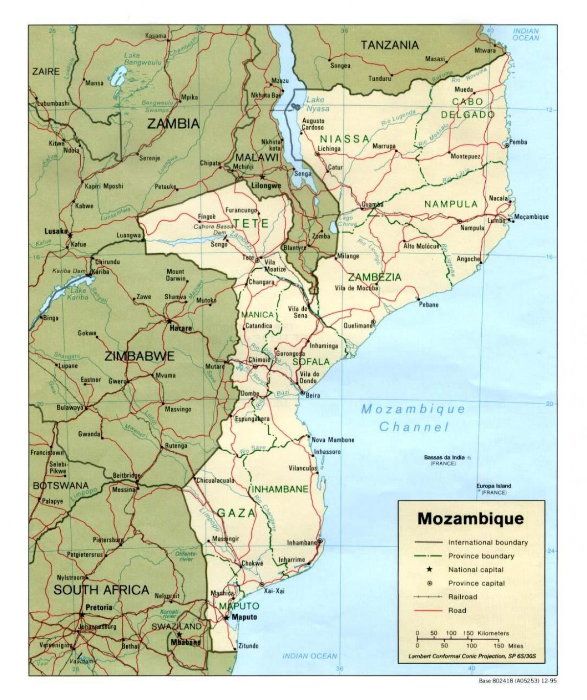 kartes Mozambikas ceļiem
